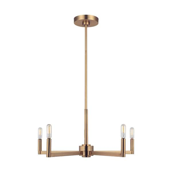 Generation Lighting Fullton Modern 5-Light Indoor Dimmable Satin Brass ...