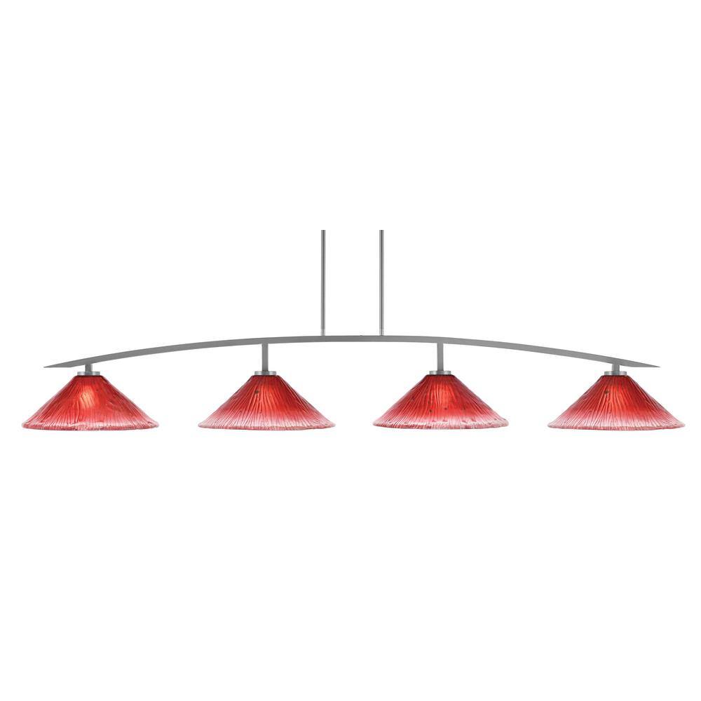 Siena 4-Light Graphite Billiard Light with 16 in. Raspberry Crystal Glass S