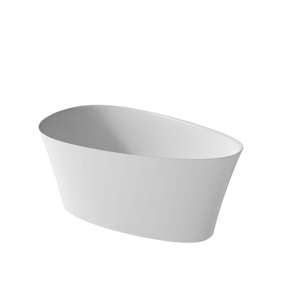 65'' Matte White Solid Surface Freestanding Bathtub