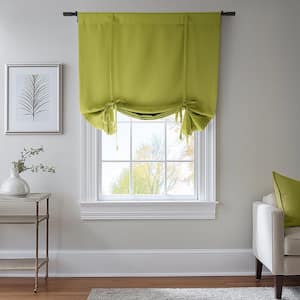 Moss Green 46 in. W x 63 in. L Rod Pocket Room Darkening Tie-Up Window Shade (Single Panel)