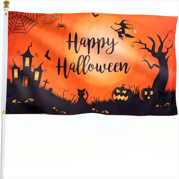 3 ft. x 5 ft. Double Sided Happy Halloween Flag, Heavy Duty 3ply Polyester Flag for Indoor and Outdoor Decoration