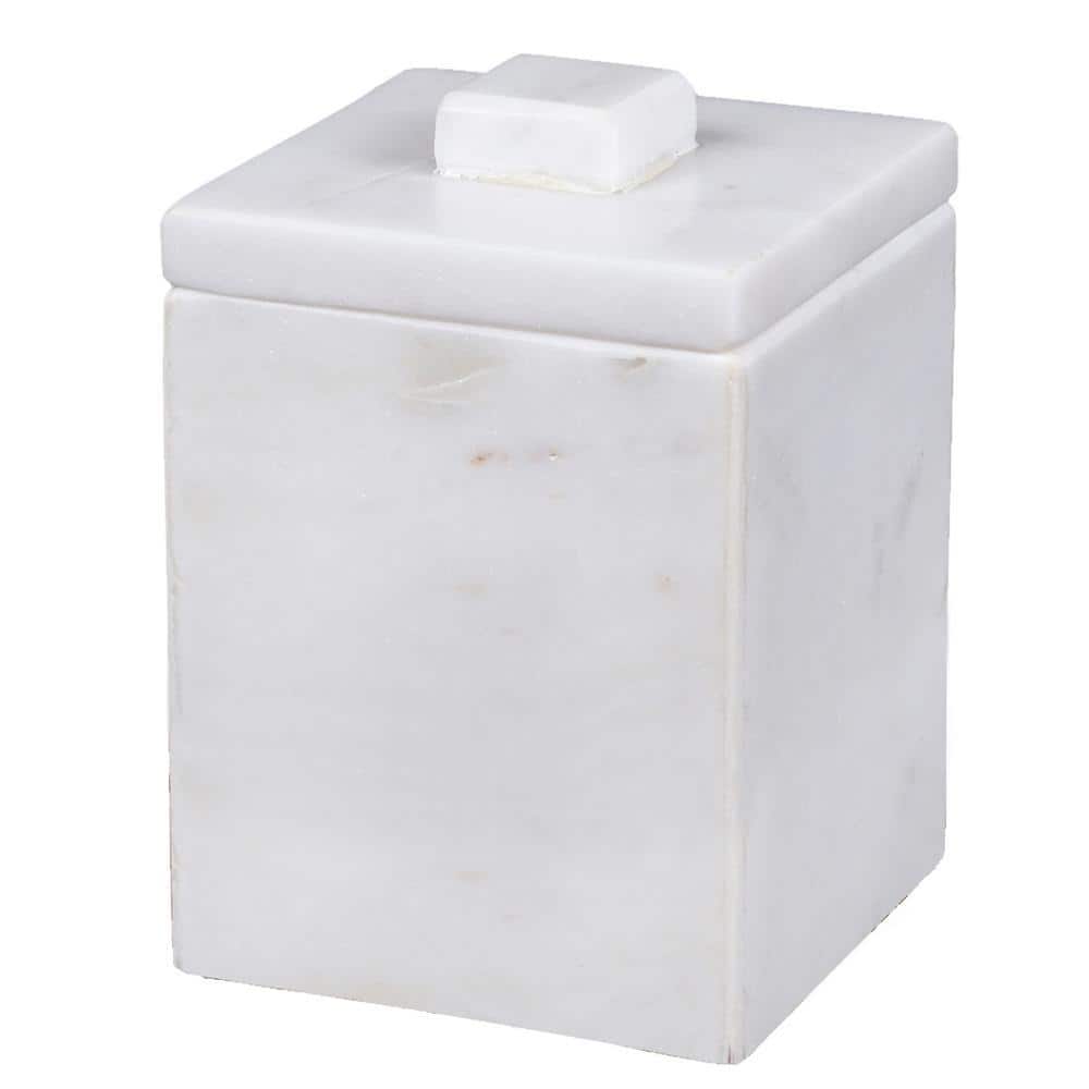 Creative Home Natural Marble Cotton Ball Holder in Off-White 74895