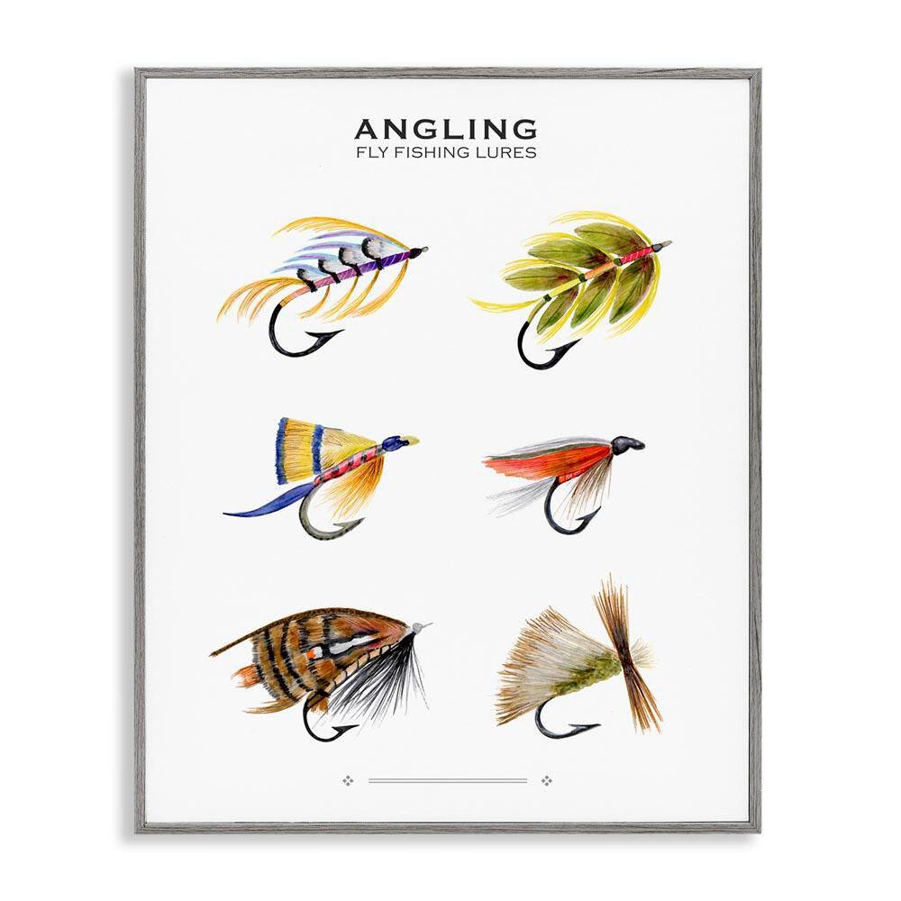 Angling Fly Fishing Lures by Brett Blumenthal Gray Framed Sports Giclee Art Print 14 in. x 11 in. price history on PriceWatchPro