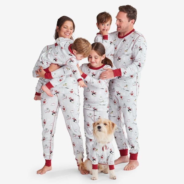 The Company Store Company Cotton Organic Family Snug Fit Gnome Men's Medium  White Multi Pajama Set 68079C-M-WHI-MULTI - The Home Depot