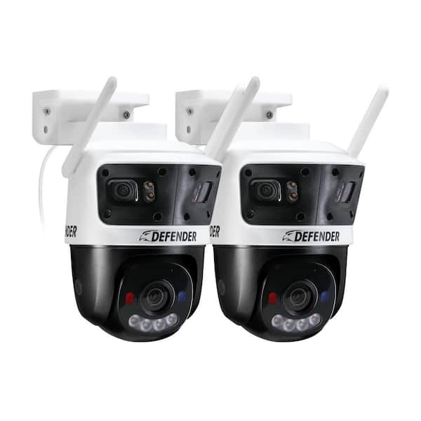 AI POWERED 3K+ Guard WIFI Tri-Lens PTZ Plug-In Security Camera, 2 pc