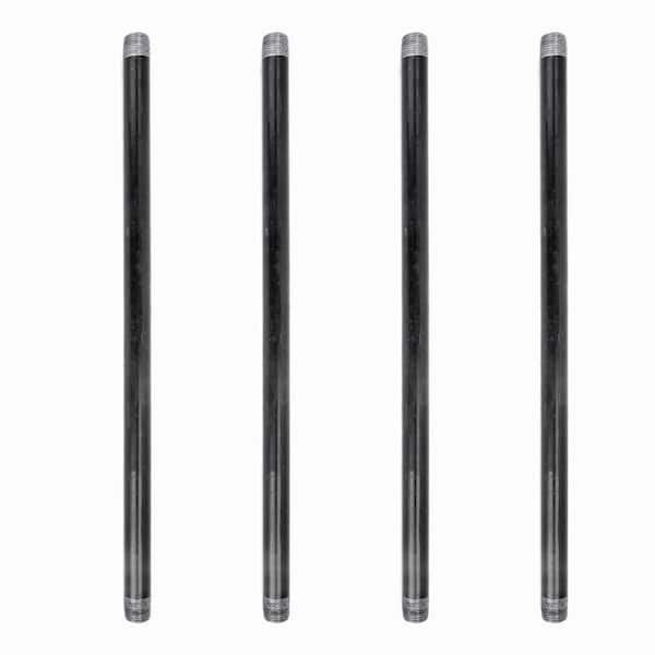 PIPE DECOR 3/8 in. x 1.5 ft. Black Steel Pipe (4-Pack)