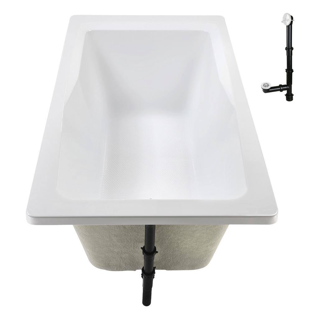 60'' x 32'' Glossy White Acrylic Soaking Drop-In Bathtub