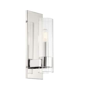 Vernon Place 5 in. 1-Light Chrome Vanity Light with Clear Ribbed Glass Shade