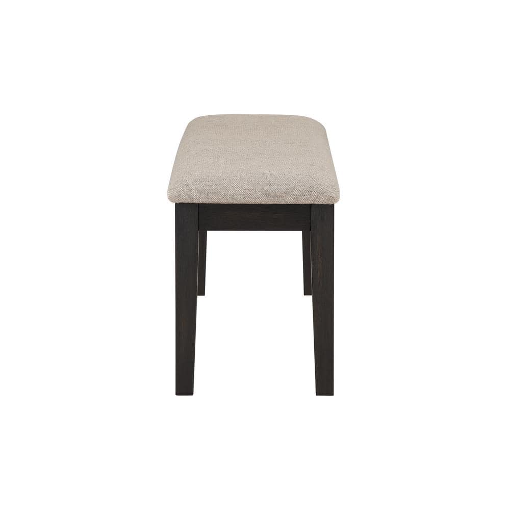 Ebony Upholstered Bench with Oatmeal Fabric and Solid Wood Frame