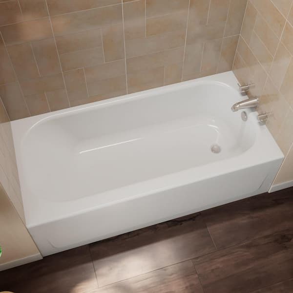 Mauicast 60 in. x 30 in. Alcove Soaking Bathtub with Right Drain in White