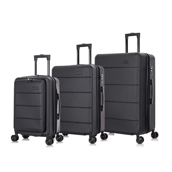 InUSA Black Elysian Lightweight Hardside Spinner 3-Piece Luggage set 20 ...