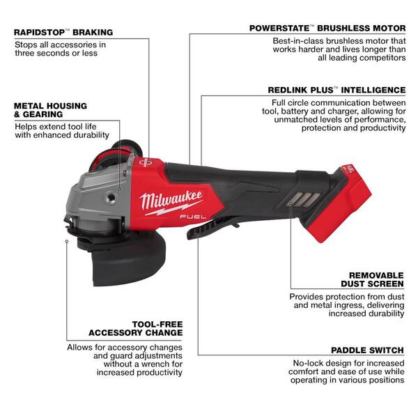 Milwaukee M18 FUEL 18-Volt Lithium-Ion Brushless Cordless Combo Kit (4-Tool)  with Grinder, Rover Flood Light, and (2) Batteries 3698-24MT-2880-20-2366-20  The Home Depot
