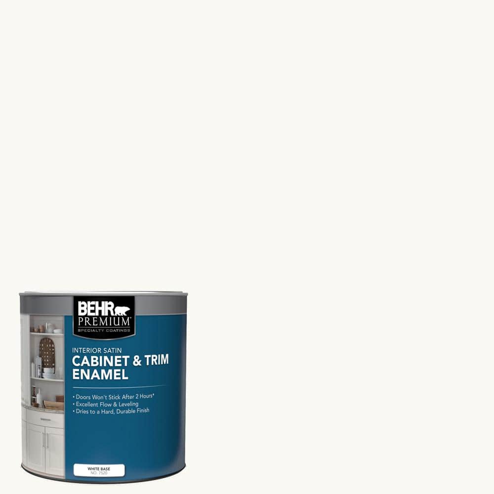Behr Premium 1 Qt Ultra Pure White Base Satin Interior Cabinet And Trim Paint 752004 The Home Depot behr premium 1 qt ultra pure white base satin interior cabinet and trim paint