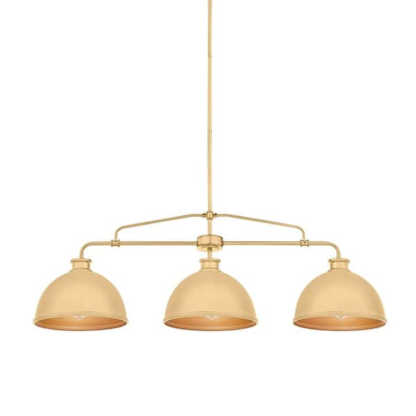 Hampton Bay Tallulah 3-Light Gold Dining Room Chandelier, Linear Kitchen Island Pendant Light