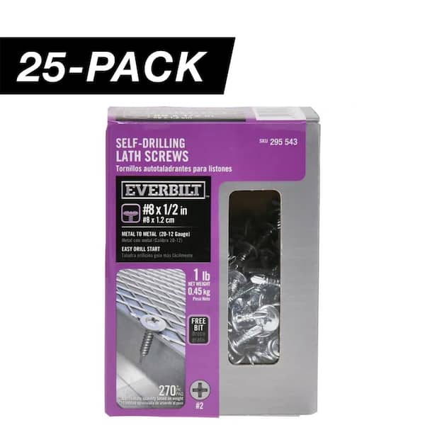 25-Pack #8 x 1/2 in. Phillips Drive Truss Head Lath Self-Drilling Screw (25 lb / 6,750-Piece)