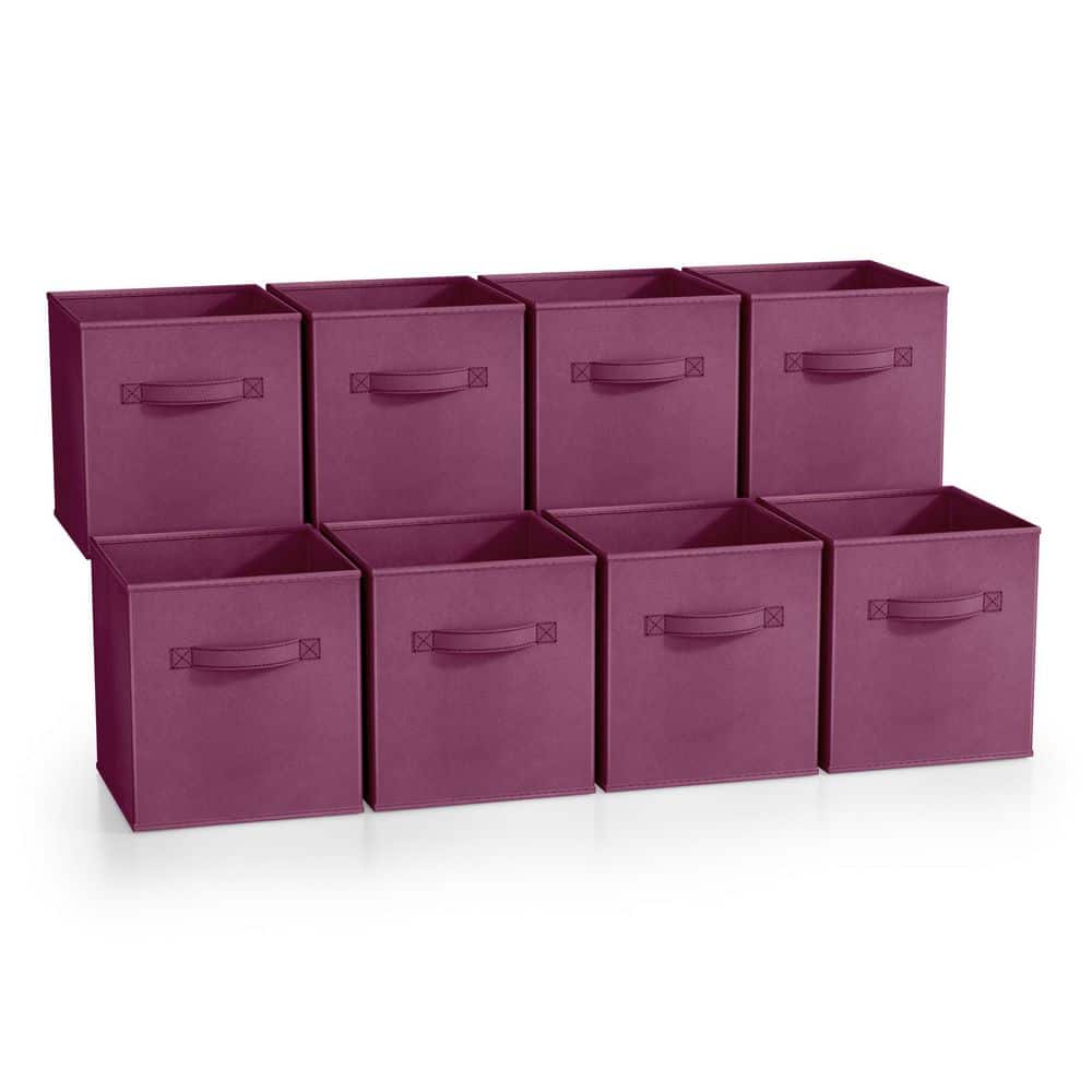 Foldable Storage Cubes Handles Purple 10.5 in. W x 11 in. H Fabric Decorati