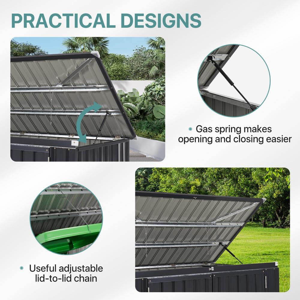 Sizzim 5 ft. W x 3 ft. D Trash Can Metal Storage Shed with Chain Lid (18 sq. ft. ) MBP-IS301BK01