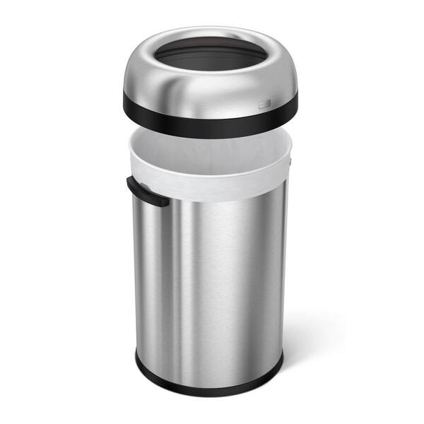 simplehuman 115L Round Open Top Commercial Trash Can, Brushed