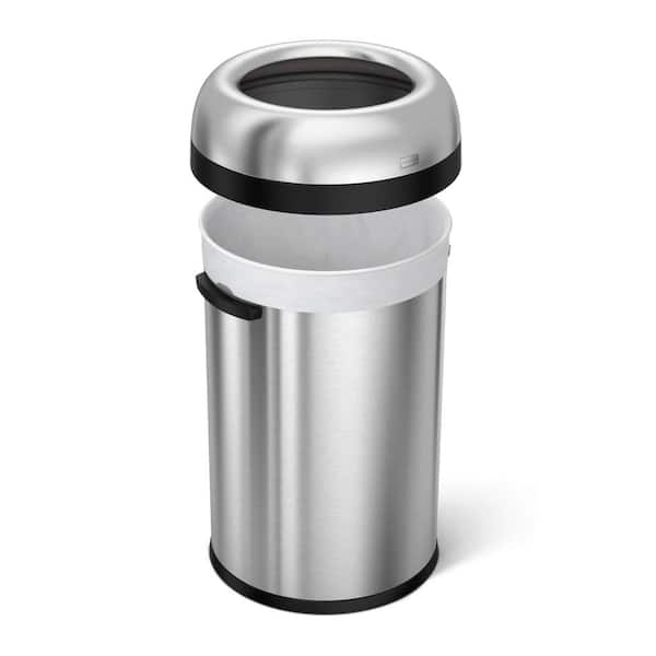 115L Round Open Top Commercial Trash Can, Brushed Stainless Steel