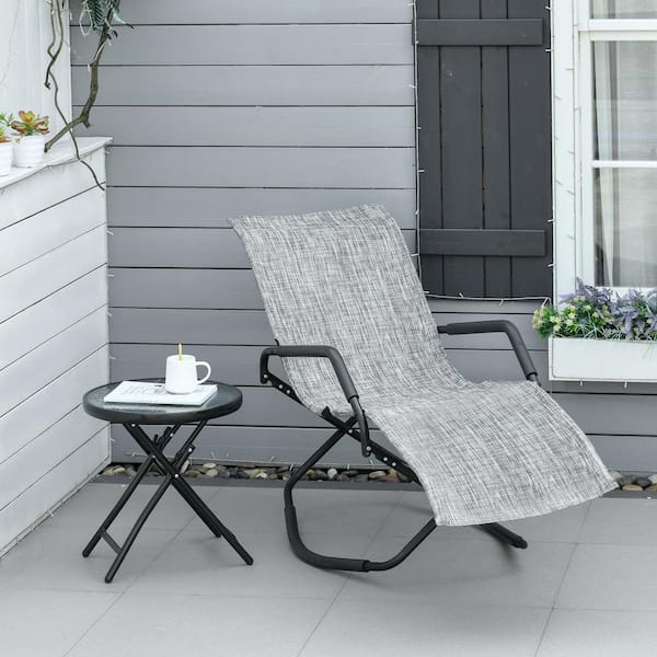 FORCLOVER Black Metal Outdoor Recliner Chair Folding Zero Gravity