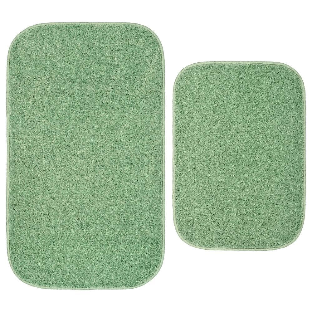 Deep Fern Green Plush Polypropylene Bath Rug Set
