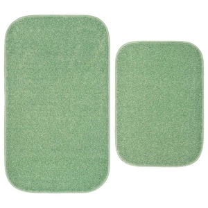 Gramercy Deep Fern Green Solid Plush Rectangle 2-Piece Bath Rug Set