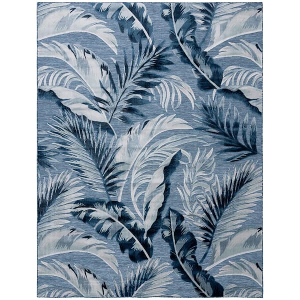 Cabana Black/Gray 8 ft. x 10 ft. High-Low Leaf Indoor/Outdoor Area Rug