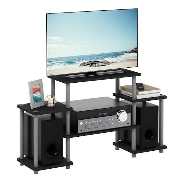 Furinno Turn-N-Tube 42 in. Black and Grey Composite Entertainment Center Fits TVs Up to 37 in. with Open Storage