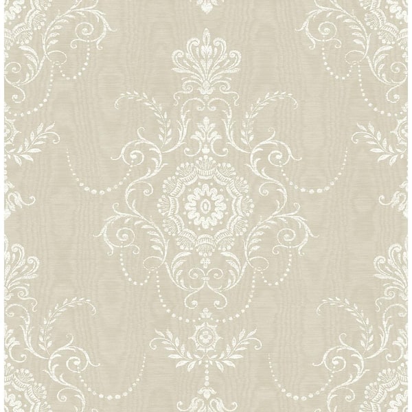 Seabrook Designs Fog Colette Cameo Paper Unpasted Nonwoven Wallpaper Roll 60.75 sq. ft.