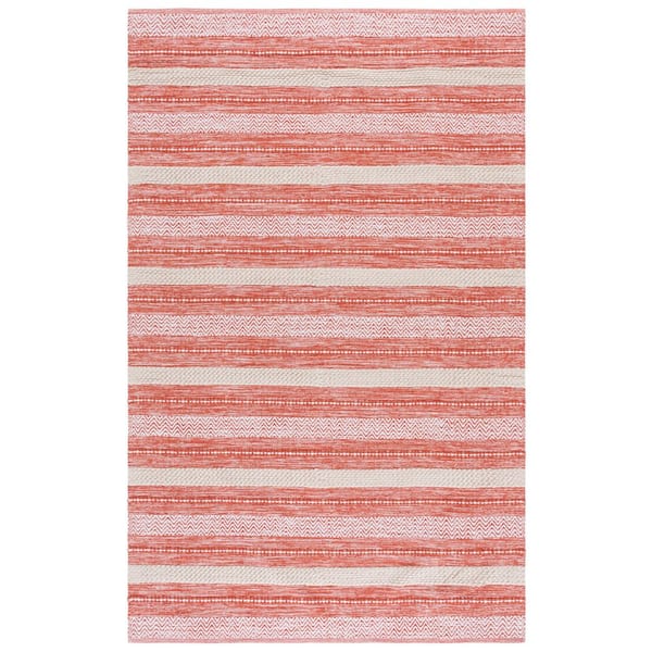 Montauk 8 ft. x 10 ft. Orange/Ivory Modern Striped Area Rug