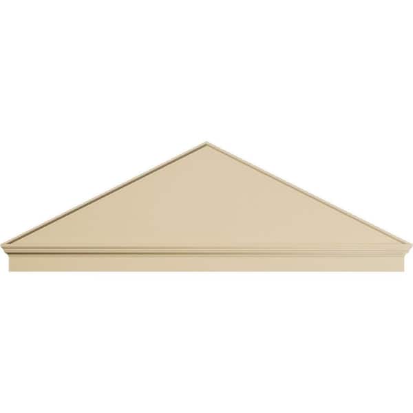 86 in. W x 28-3/8 in. H x 2-3/4 in. P (Pitch 6/12) Peaked Cap Smooth Signature Urethane Combination Pediment, Primed Tan