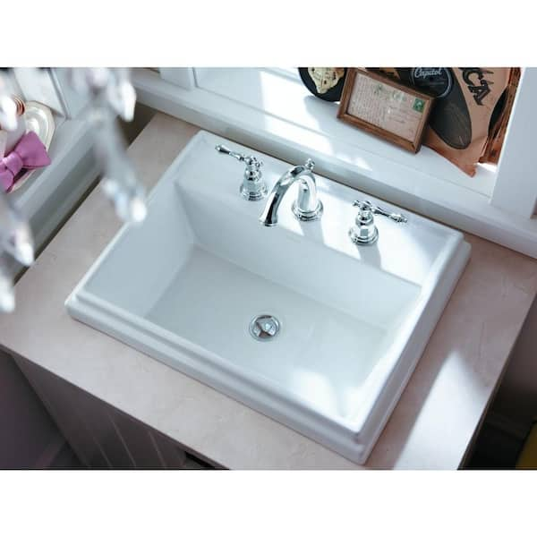 KOHLER Tresham Drop-In Vitreous China Bathroom Sink in White with Overflow Drain