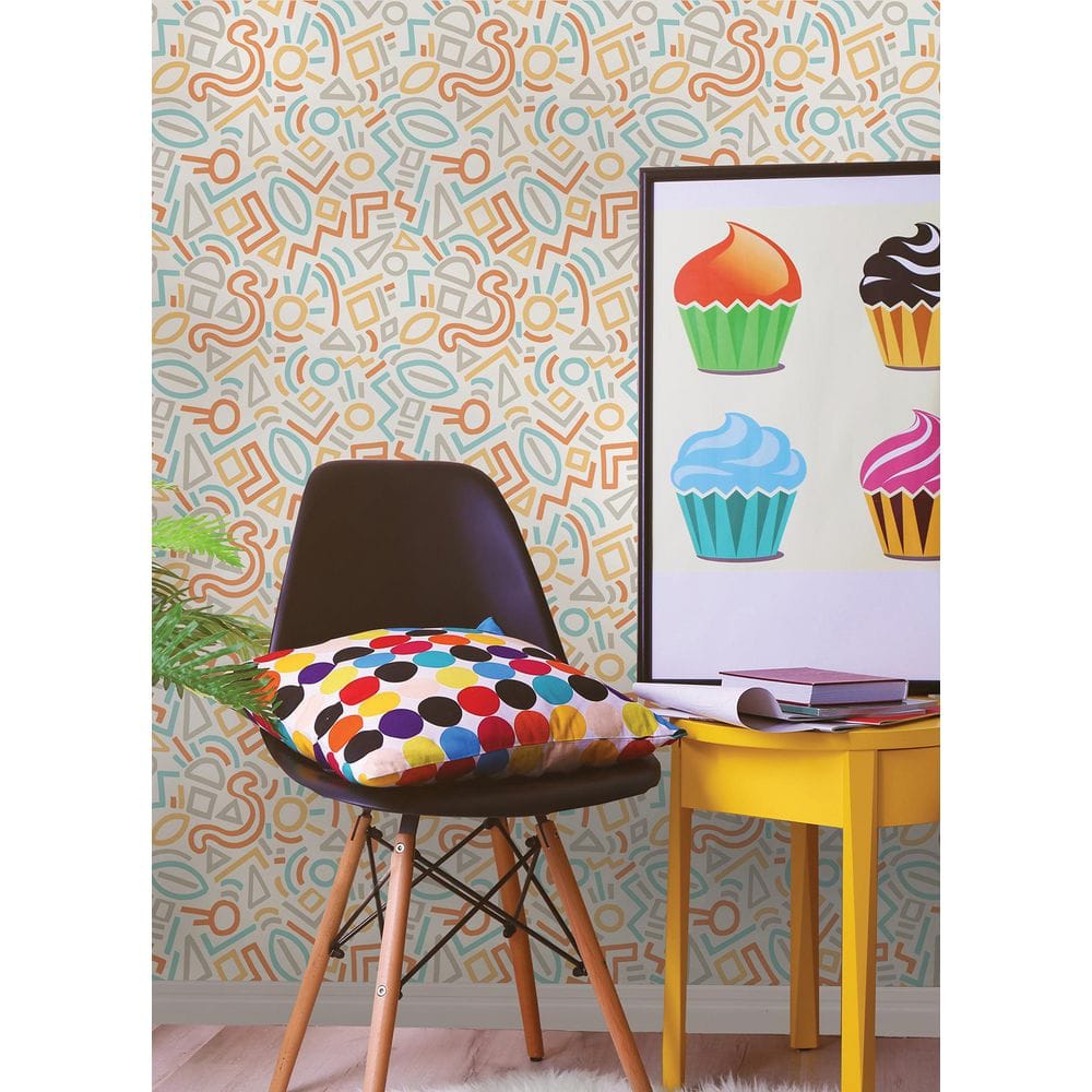 Vibrant Multicolor Abstract Doodle Peel and Stick Wallpaper