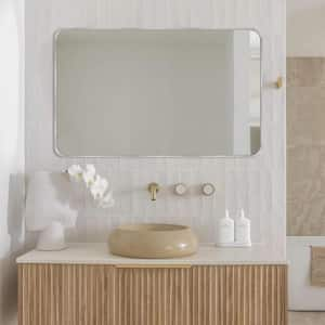 30 in. W x 40.2 in. H Silver Rectangle Aluminum Frame Wall-Mounted Bathroom Mirror/Vanity mirror