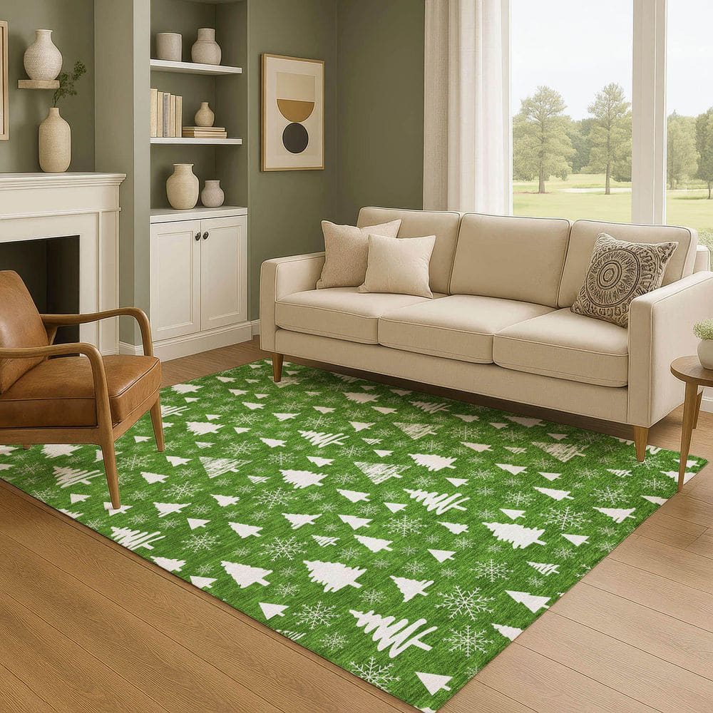 Mayfield Premium Machine Washable Abstract AMF1815 Emerald 9 ft. x 12 ft. Area Rug price history on PriceWatchPro