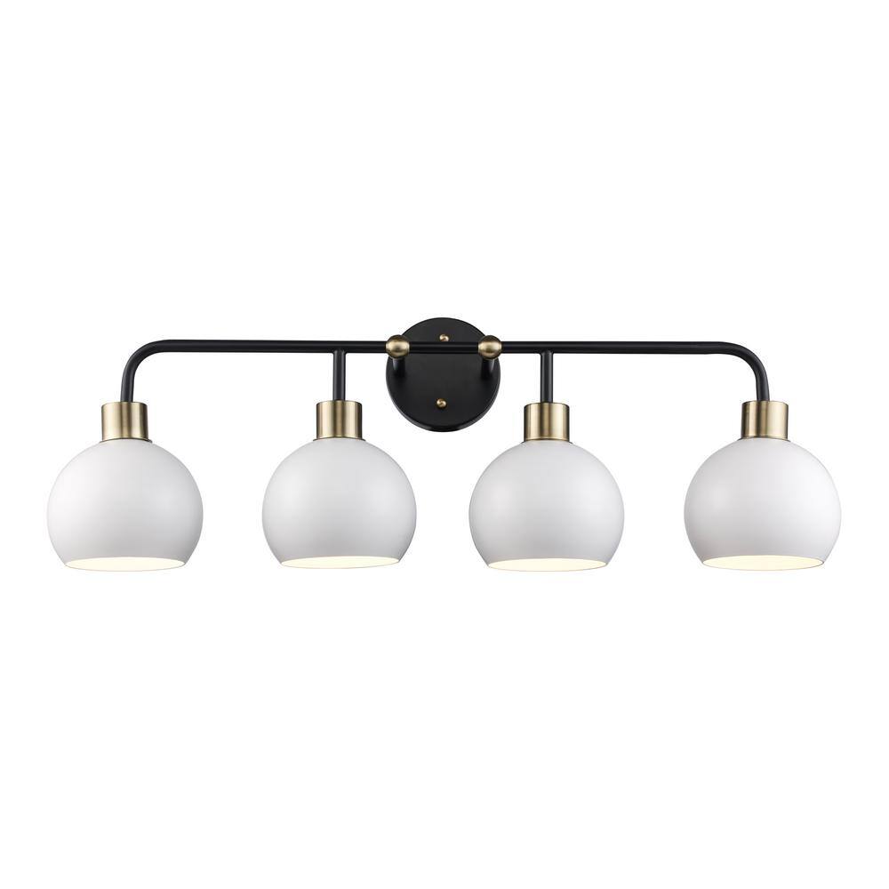 Bel Air Lighting Indigo 30 in. 4-Light Black and White Bathroom Vanity ...
