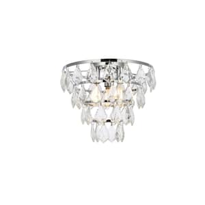 Timless Home 12 in. 3-Light Contemporary Chrome Flush Mount with No Bulbs Included
