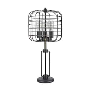 26-1/2 in. Sand Black Wire Cage Metal Table Lamp