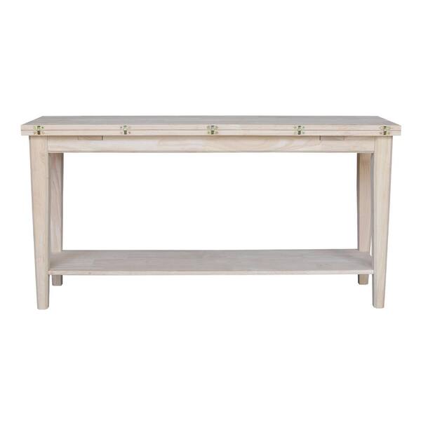 International Concepts Prevail 60 in. Unfinished Wood Rectangle Extendable Console Table