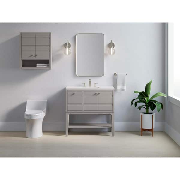 KOHLER Helst 36 in. W x 18 in. D x 36 in. H Single Sink Open Base Bath Vanity in Mohair Grey with Quartz Top