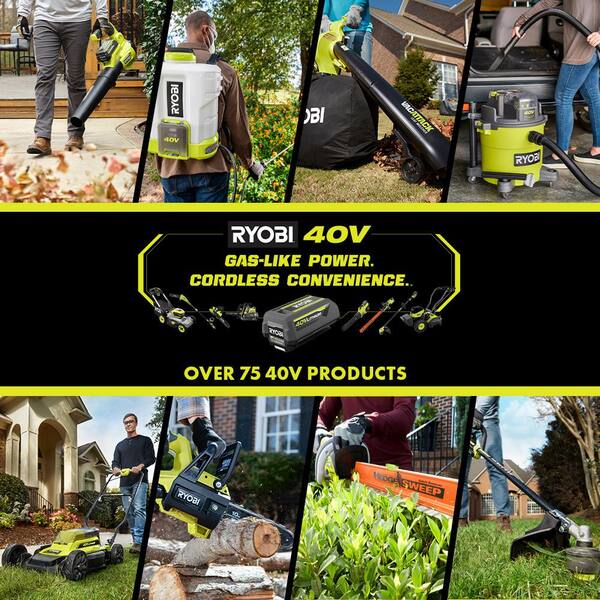 RYOBI - 16 in. 40V Lithium-ion Cordless Walk Behind Battery Push Mower - Two 2.6 Ah Batteries/Charger Included