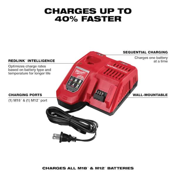 Milwaukee M12 And M18 12 Volt 18 Volt Lithium Ion Multi Voltage Rapid Battery Charger 48 59 1808 The Home Depot