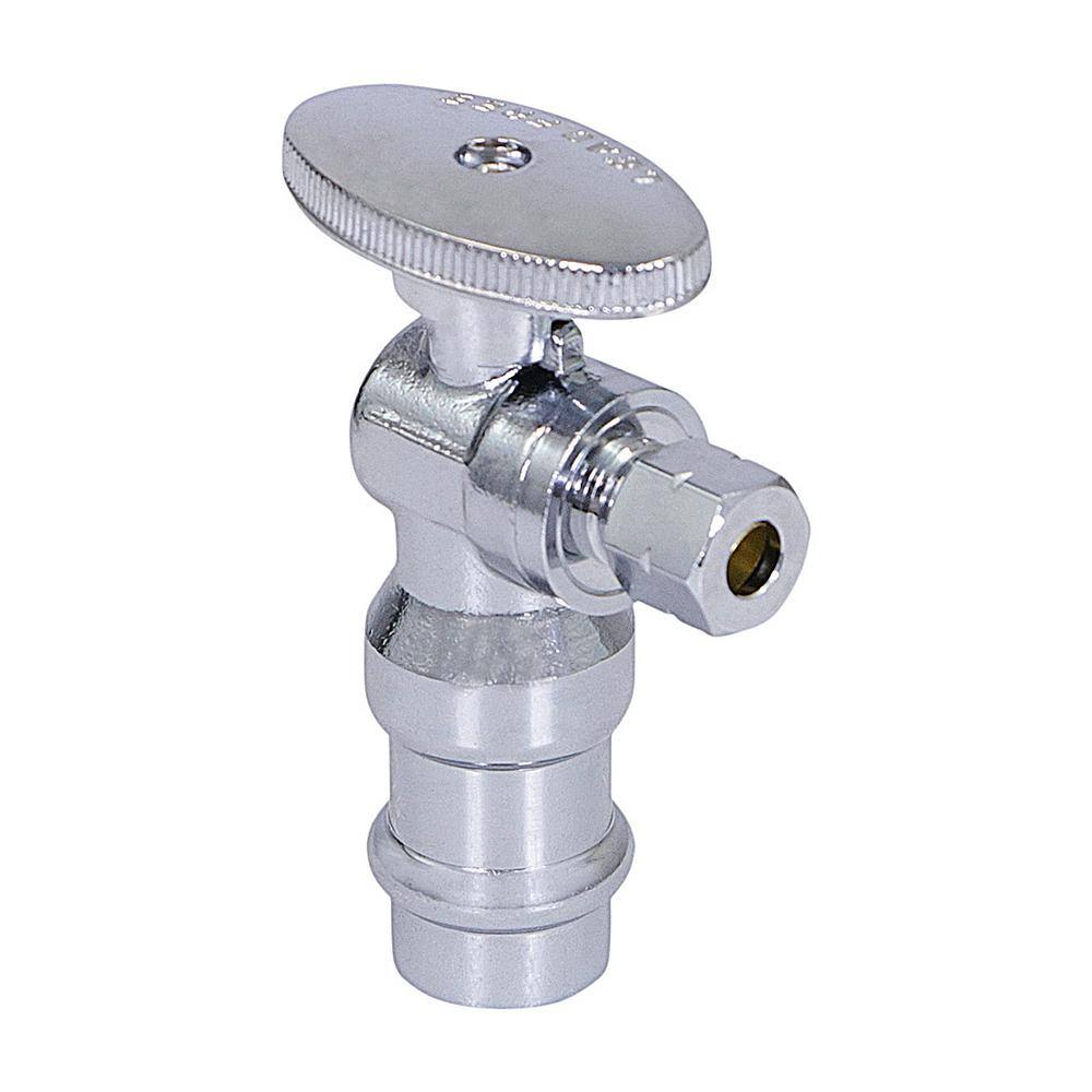 1/2 in. Press x 3/8 in. O.D. Chrome Plated Brass 1/4 in. Turn Press Straight Stop Valve price history on PriceWatchPro