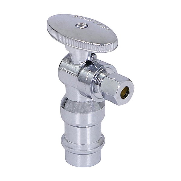 PLUMBFLEX 1/2 in. Press x 1/4 in. O.D. Chrome Plated Brass 1/4 in. Turn Press Straight Stop Valve