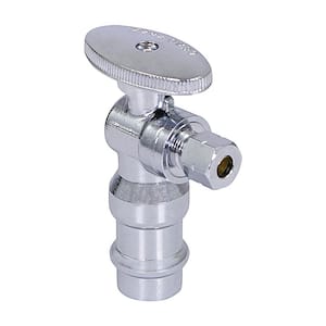 1/2 in. Press x 1/4 in. O.D. Chrome Plated Brass 1/4 in. Turn Press Dual Angle Stop Valve