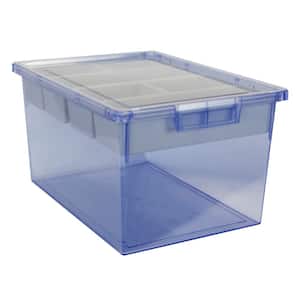 Bin/ Tote/ Tray Divider Kit - Triple Depth 12" Bin in Tinted Blue - 3 pack