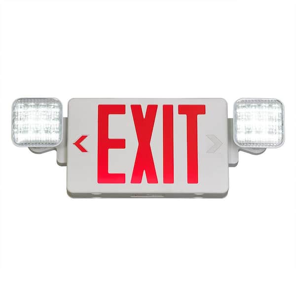 Efficient Hardwired 120-Volt Integrated LED White Exit Sign with Red Letter 4-Pack