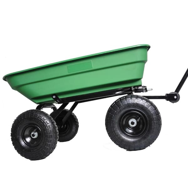 FIROMO 4 cu. ft. Iron and Plastic Garden Cart, Quick-Release Dump Feature, Poly Bed Resists Rusting Garden Cart