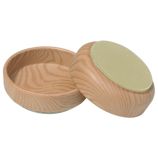 Everbilt 2-3/8 in. Wood Grain Anti-Skid Furniture Cups with Rubber Like TPR Base (4-Pack)