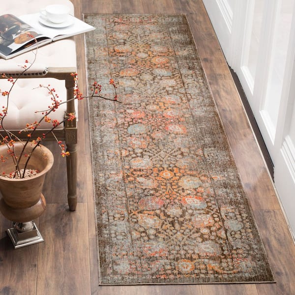 Vintage Persian 2 ft. x 10 ft. Brown/Multi Distressed Oriental Runner Rug